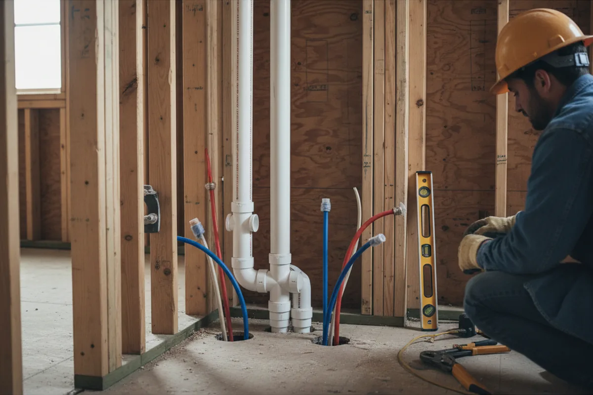 Drain and supply rough-in during Drain Cleaning in Honesdale