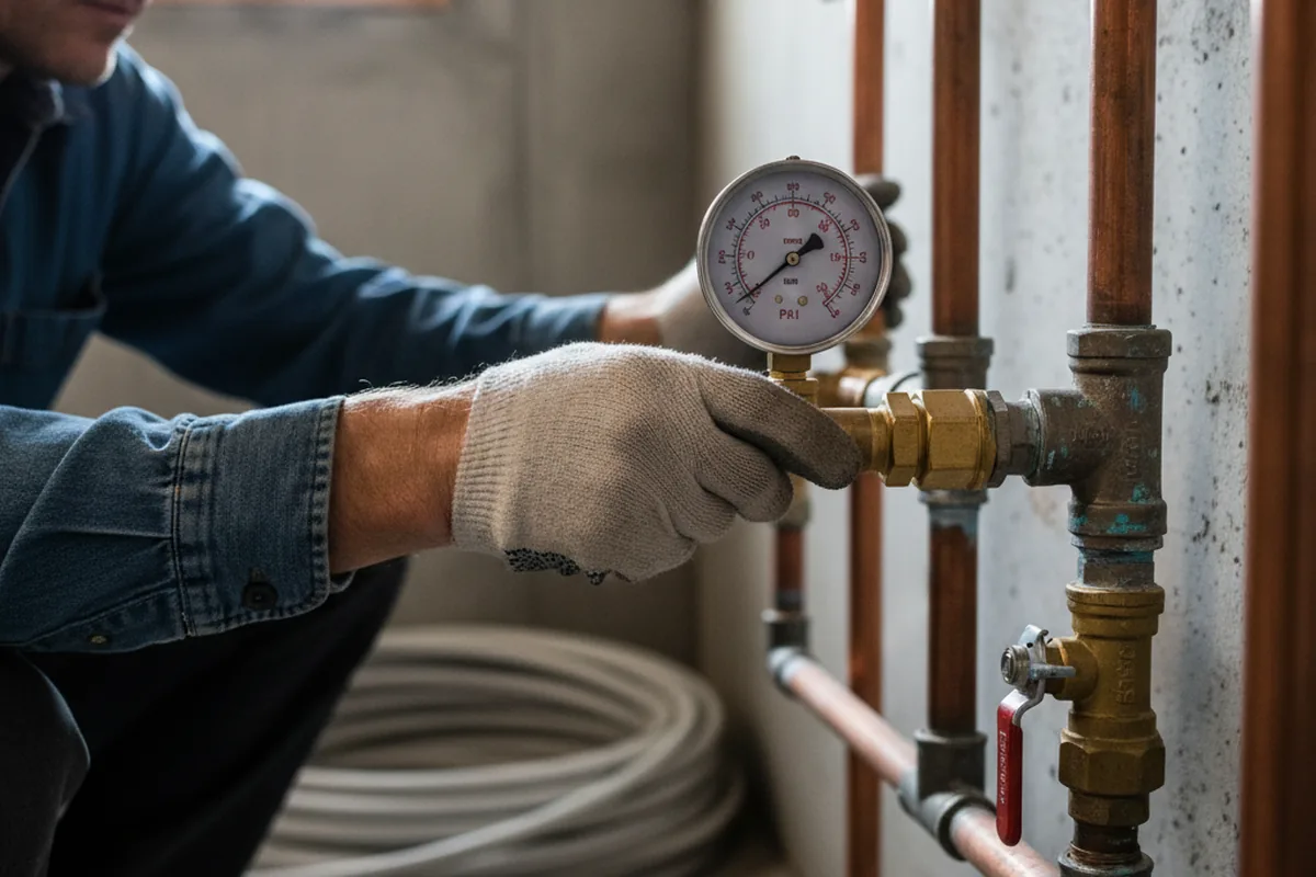 Pressure testing a repaired line during Water Line Repair in Honesdale